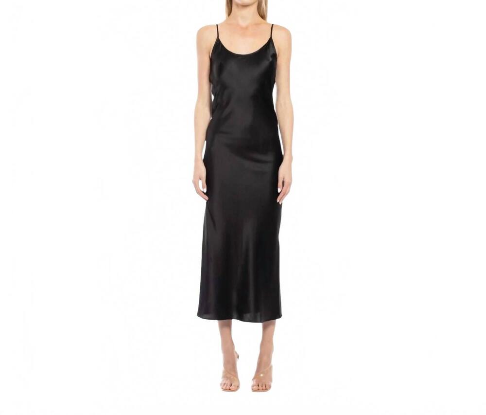 NEW MOTHER OF ALL kelly stretch silk slip dress in black
